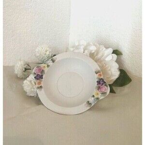 Lefton China Bowl Dish Porcelain Bisque KW3221 Hand Painted Flowers Japan Spring